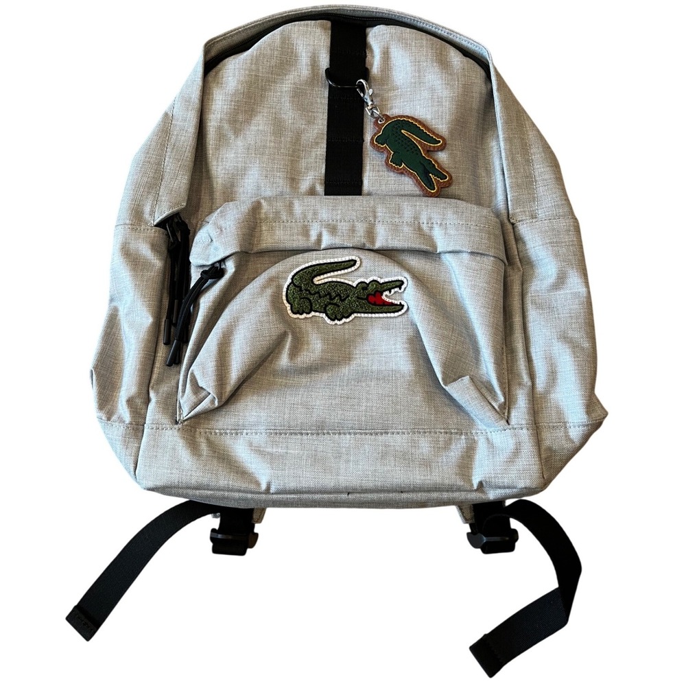 Lacoste Kids Argent‎ Chine Heather Grey Backpack 9A6201-GH0 NWT